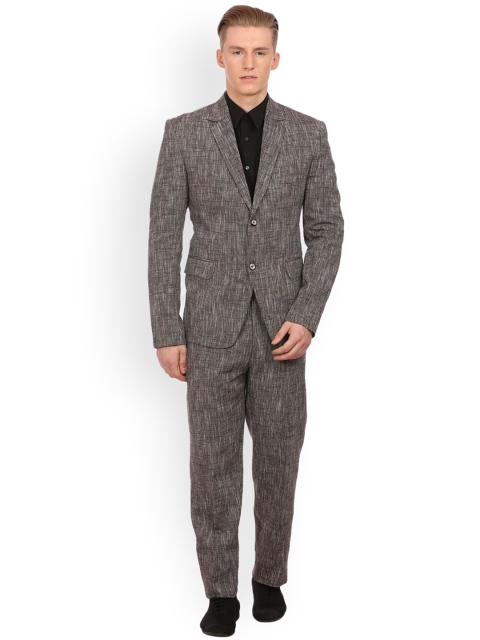 

Wintage Men Brown & Grey Single-Breasted Linen Regular Fit Formal Suit