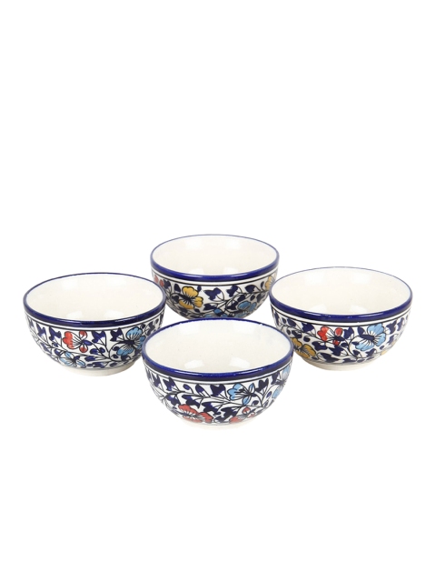 

VarEesha Set Of 4 Blue & White Ceramic Curry Bowls Set