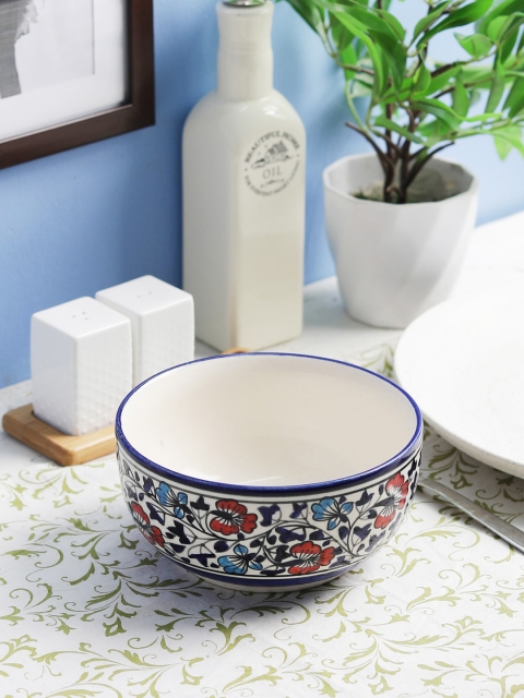 

VarEesha Blue & White Round Ceramic Hand Made Serving Bowl