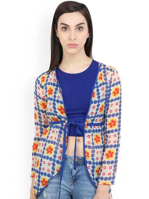 

Cation White Printed Longline Shrug