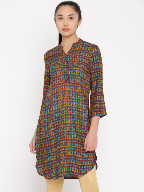 

Global Desi Women Multicoloured Printed Straight Kurta, Multi