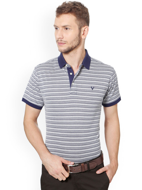 

Allen Solly Men White & Blue Self-Design Polo T-shirt