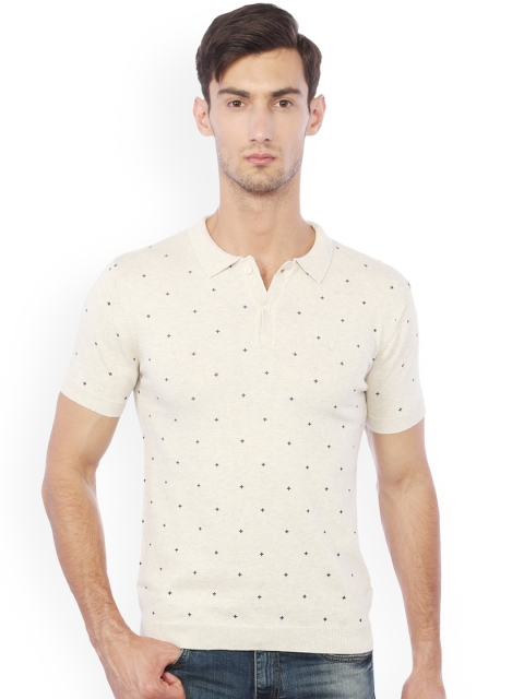 

Allen Solly Men Beige Printed Polo Collar T-shirt