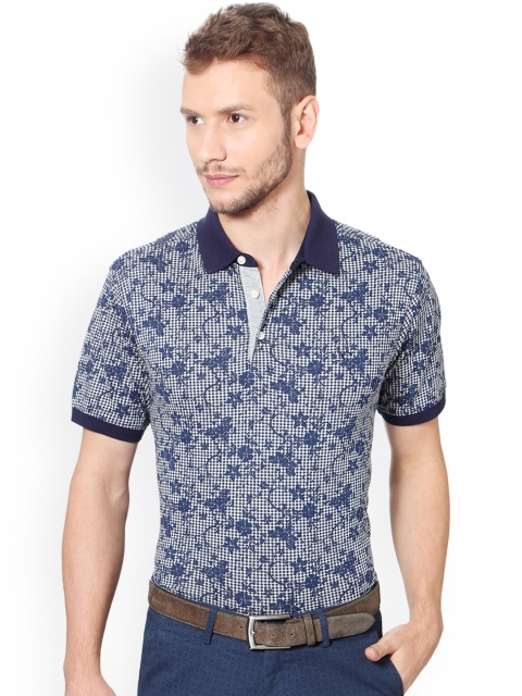 

Allen Solly Men Blue Printed Polo Collar T-shirt