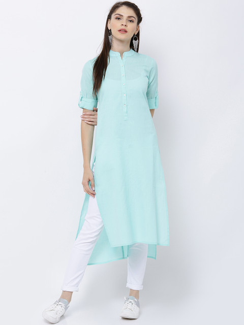 

Vishudh Women Blue Solid Straight Kurta