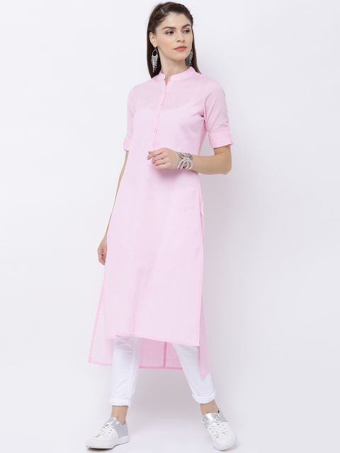 

Vishudh Women Pink Solid Straight Kurta