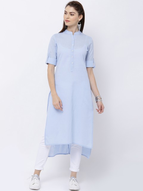 

Vishudh Women Blue Solid Straight Kurta