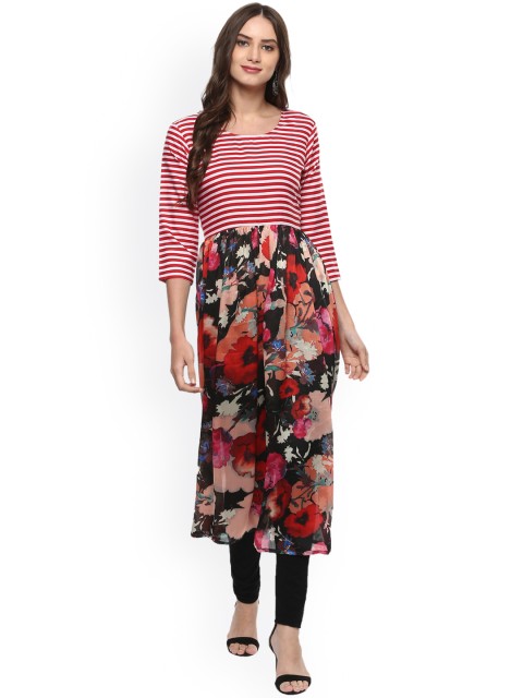 

La Firangi Women Multicoloured Floral Print Anarkali Kurta, Multi