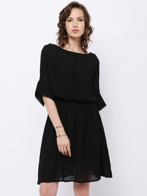 

Tokyo Talkies Women Black Solid Blouson Dress