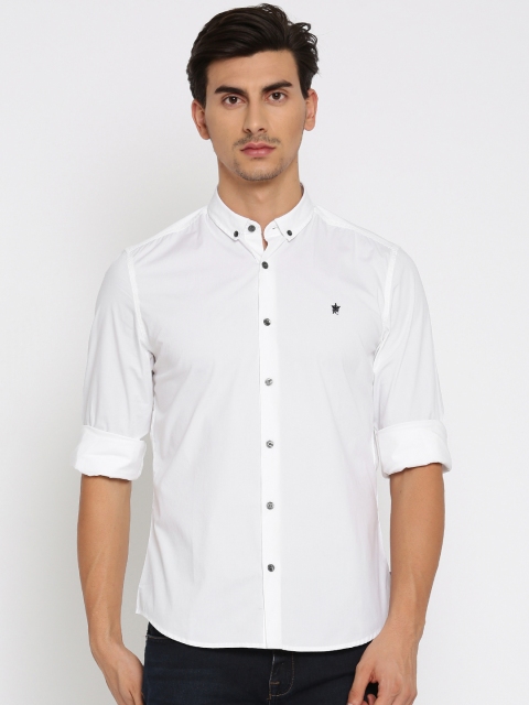 

French Connection Men White Slim Fit Solid Casual Shirt