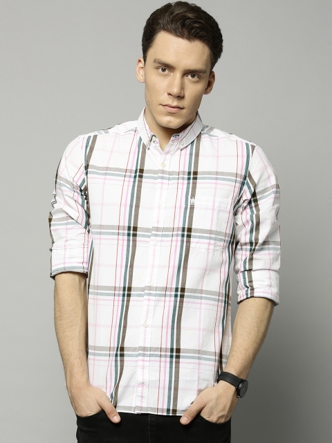 

French Connection Men White Slim Fit Checked Casual Shirt