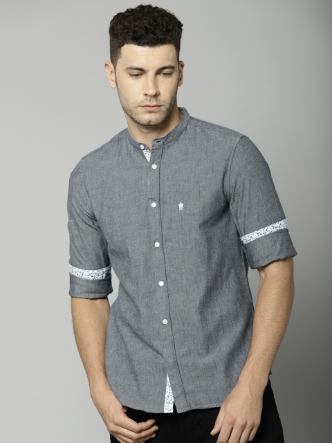 

French Connection Men Grey Slim Fit Solid Casual Shirt