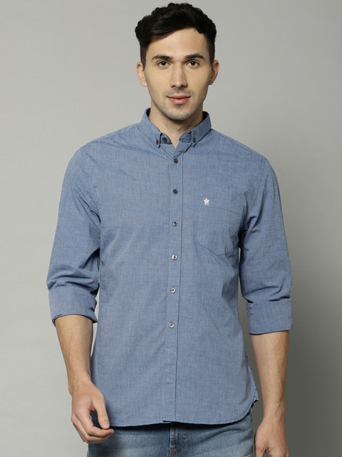 

French Connection Men Blue Slim Fit Solid Casual Shirt