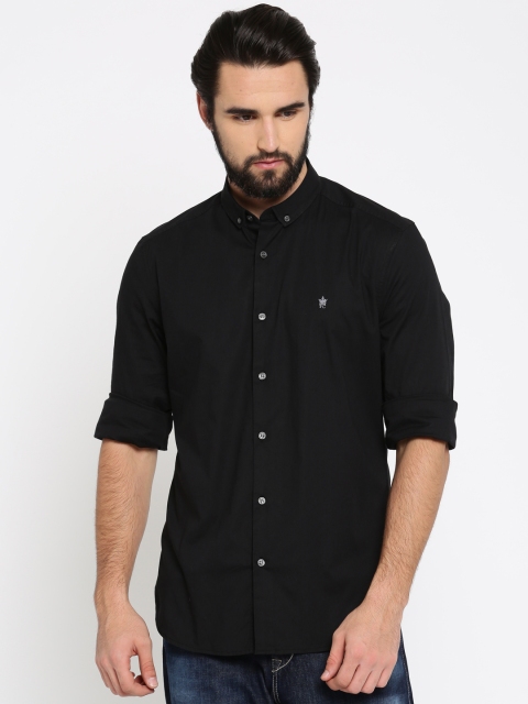 

French Connection Men Black Slim Fit Solid Casual Shirt