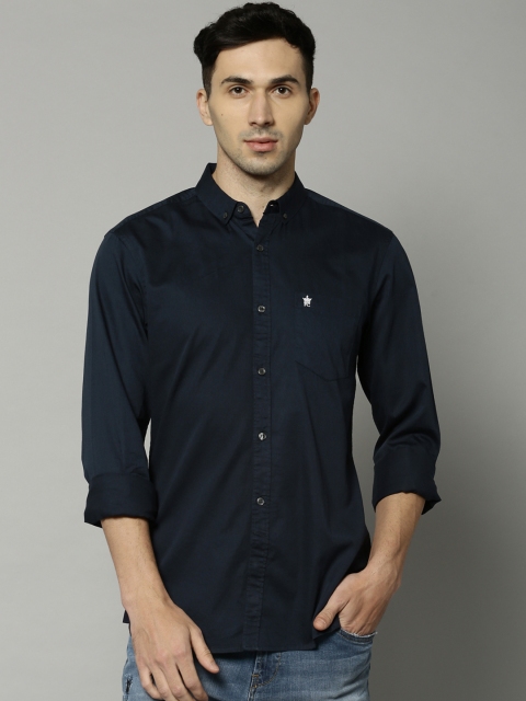 

French Connection Men Navy Blue Slim Fit Solid Casual Shirt