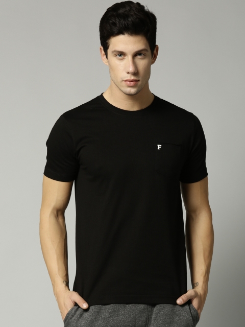 

French Connection Men Black Solid Round Neck T-shirt