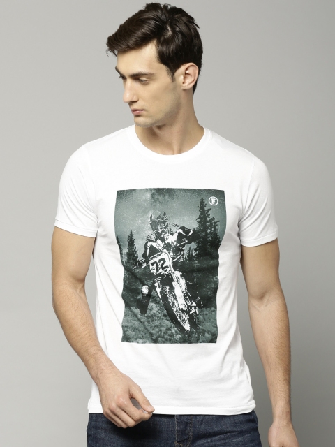 

French Connection Men White Printed Round Neck T-Shirt