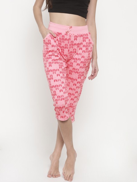 

MADAME M SECRET Women Pink Printed Regular Fit Capris