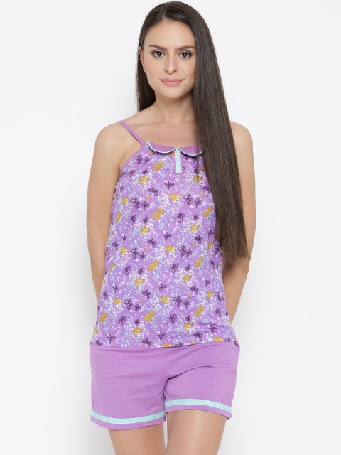 

MADAME M SECRET Purple Printed Night Suit S1551034 032