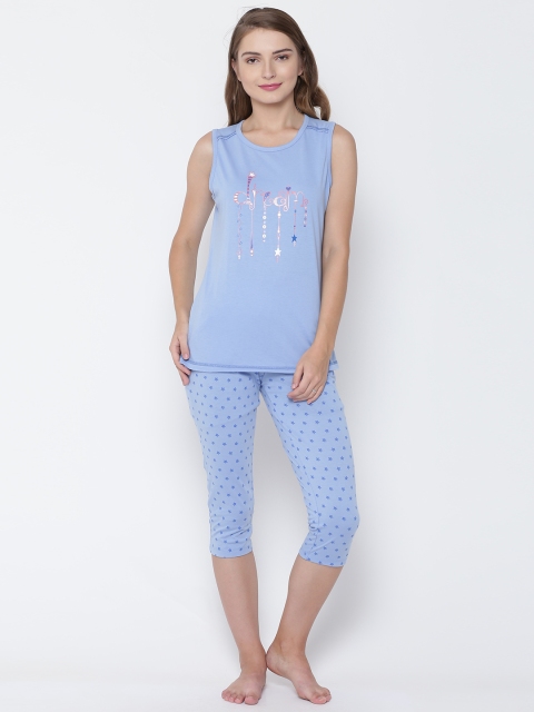 

MADAME M SECRET Blue Printed Nightsuit S7S30037 037