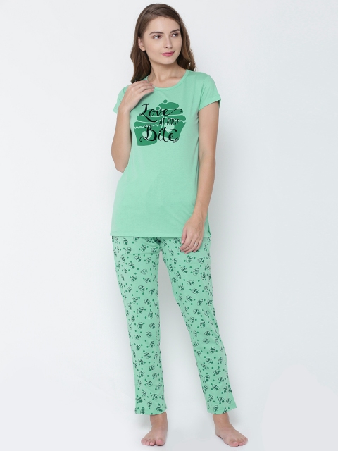 

MADAME M SECRET Green Printed Nightsuit S7S30121 042