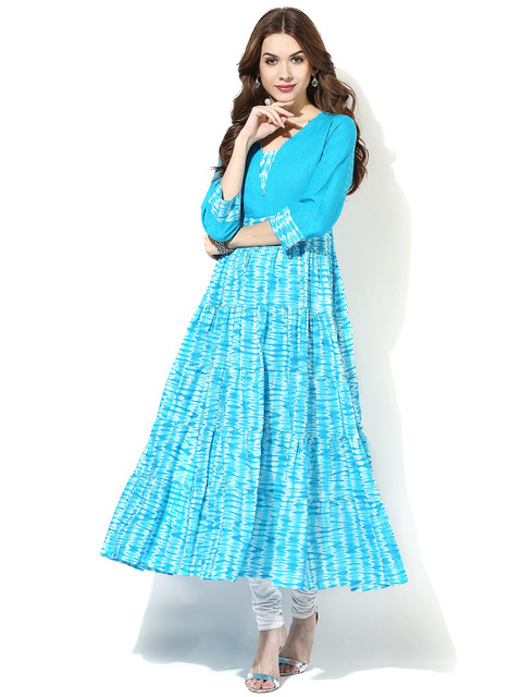 

AKS Women Blue Tie-Dye Anarkali Kurta