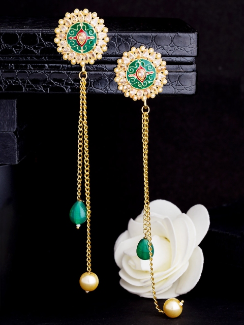 

Voylla Gold-Plated Contemporary Drop Earrings