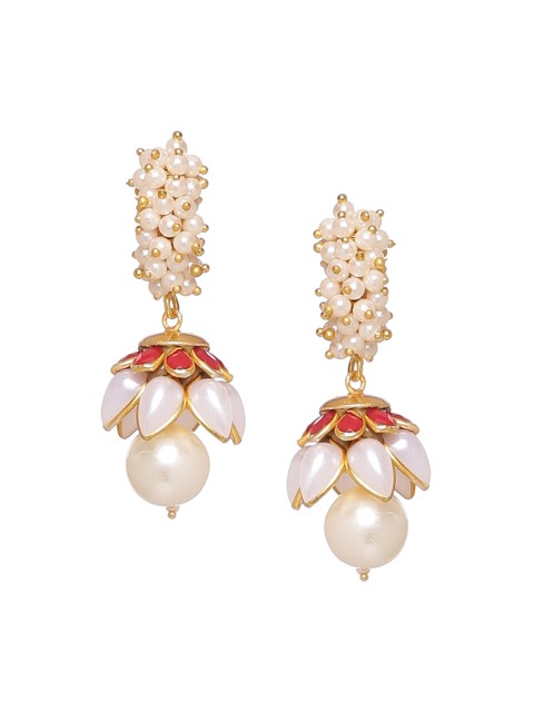 

Voylla Gold-Plated & Red Classic Jhumkas