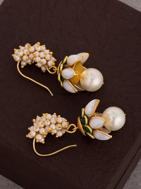 

Voylla Gold-Plated & Green Contemporary Jhumkas