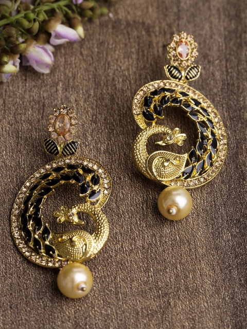 

Voylla Gold-Plated Contemporary Drop Earrings
