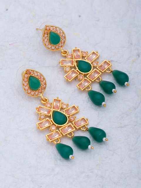 

Voylla Gold-Plated Contemporary Drop Earrings