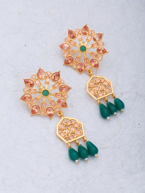 

Voylla Gold-Plated Contemporary Drop Earrings