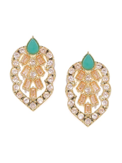 

Voylla Gold-Toned Leaf Shaped Drop Earrings