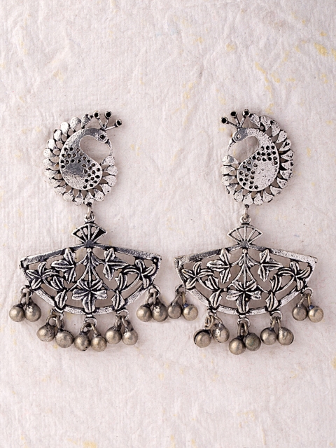 

Voylla Silver-Plated Contemporary Drop Earrings