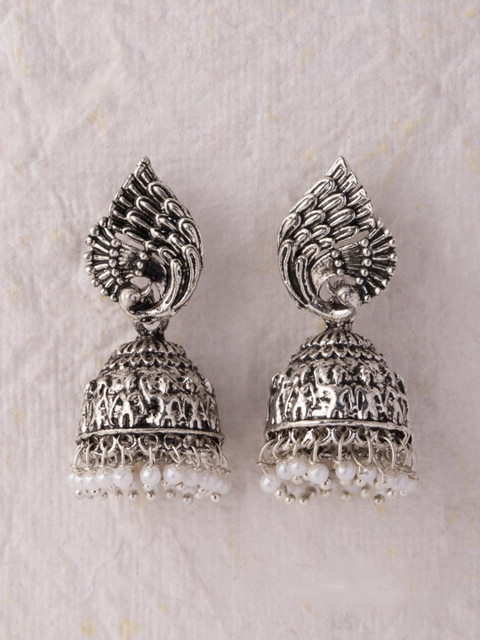

Voylla Silver-Plated Contemporary Jhumkas