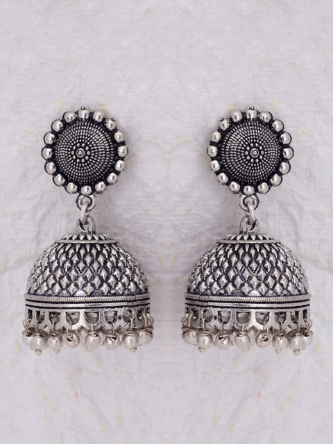 

Voylla Silver-Plated Contemporary Jhumkas