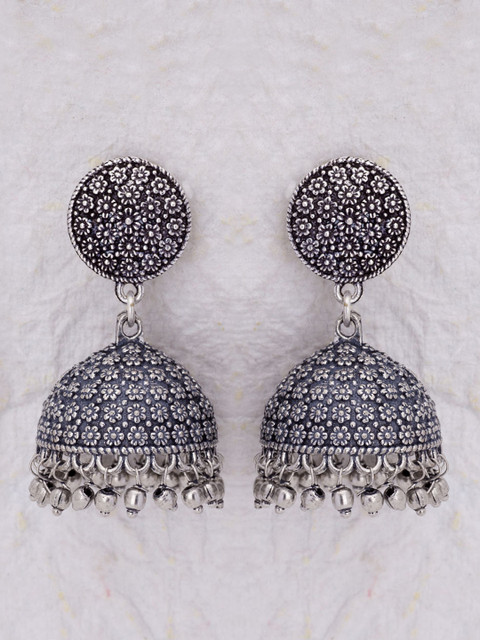 

Voylla Silver-Toned Dome Shaped Jhumkas