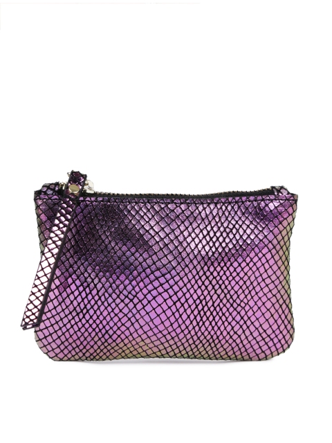 

Accessorize Women Purple Self Design Leather Zip Around Wallet