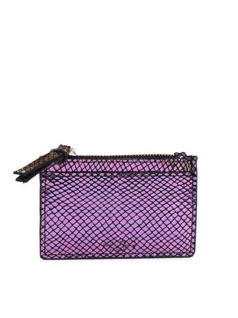 

Accessorize Women Purple Self Design Leather Zip Around Wallet