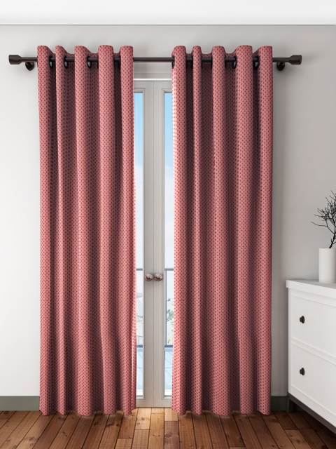 

S9home by Seasons Off-White & Pink Set of 2 Door Curtains