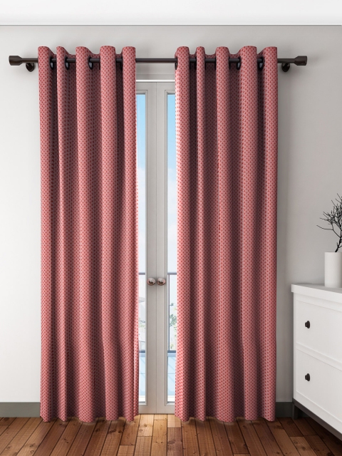 

S9home by Seasons Off-White & Pink Set of 2 Long Door Curtains