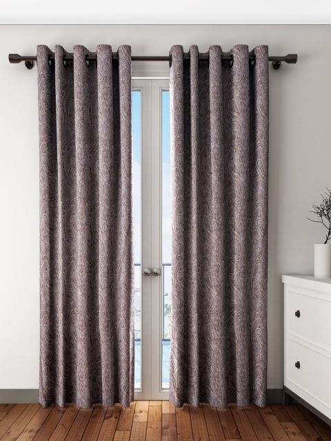 

S9home by Seasons Grey & Purple Set of 2 Door Curtains