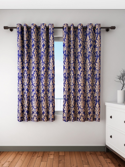 

S9home by Seasons Blue Set of 2 Printed Room Darkening Window Curtains