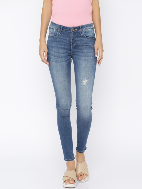 

U.S. Polo Assn. Women Blue Super Skinny Fit Low-Rise Mildly Distressed Jeans