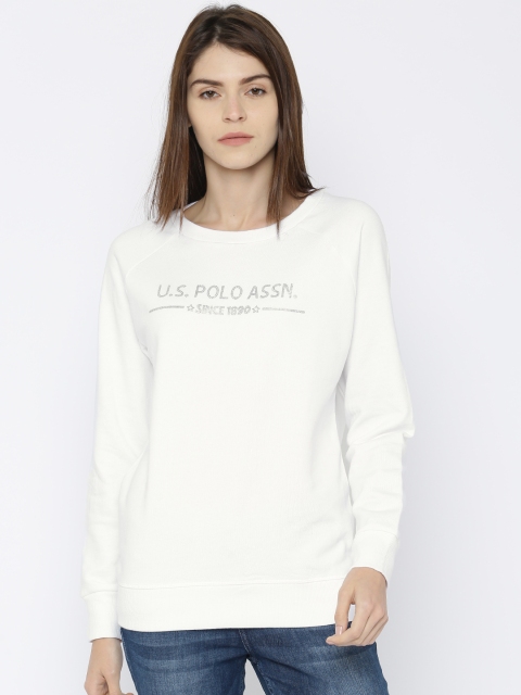 U.S. Polo Assn. Women White Printed Sweatshirt