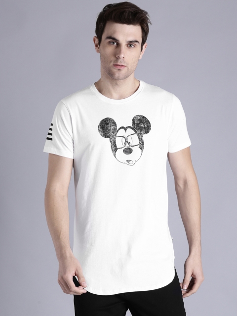 

Kook N Keech Disney Men White Printed Round Neck Longline T-shirt