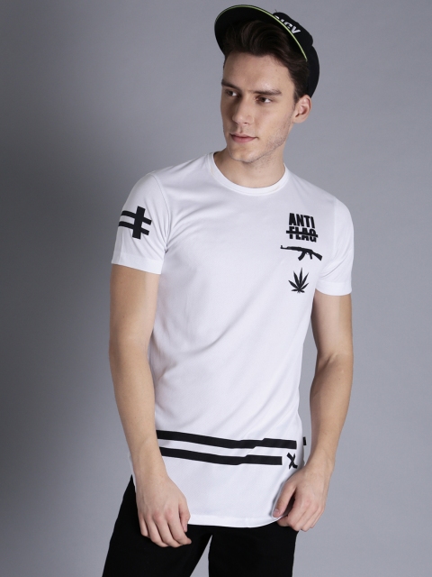 

Kook N Keech Men White Solid Longline T-shirt