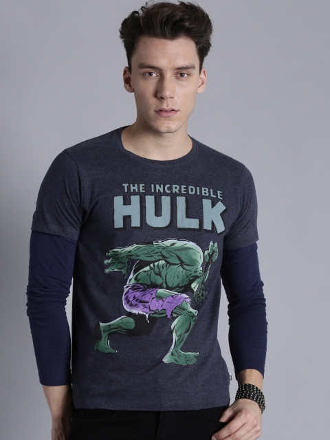 

Kook N Keech Marvel Men Navy Blue Printed Round Neck T-shirt