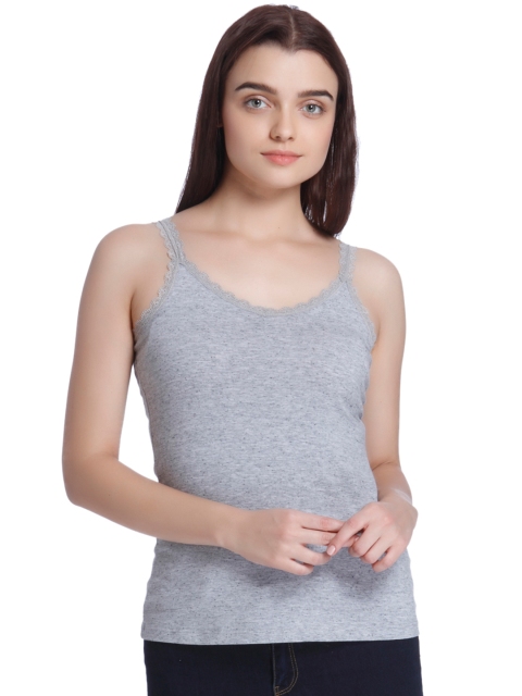 

Vero Moda Women Grey Melange Solid Fitted Top