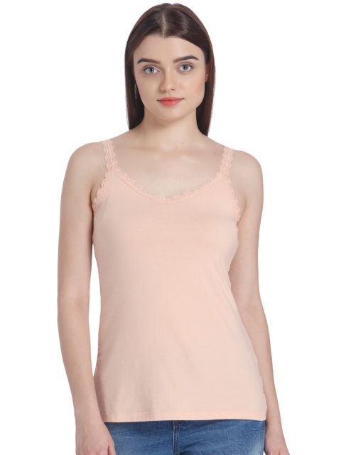 

Vero Moda Women Peach-Coloured Solid Fitted Top
